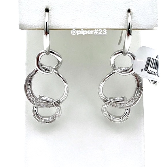 NWT Judith Ripka Triple Link Santorini Drop Earrings with genuine Diamonds - Picture 2 of 10